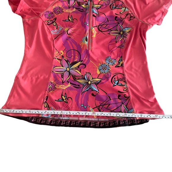 Skirt Sports | Cycling Jersey Women’s Large in salmon & pink floral. 3/4 zipper - Picture 12 of 15